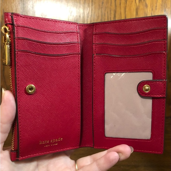 NWT-Kate Spade-Morgan-Bow🎀Embellished Sm Bifold Wallet-Perfect Cherry/Red-$118 - Picture 10 of 16